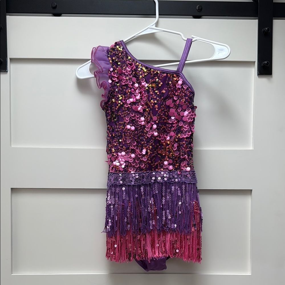 Weissman sequined pink and purple dance costume